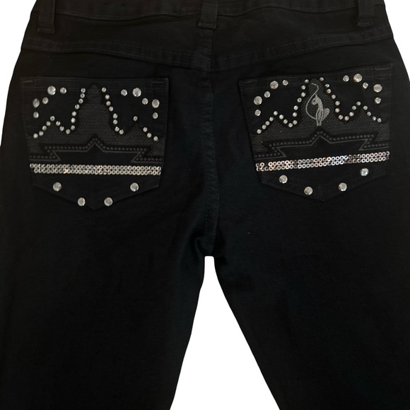Vintage Baby Phat Embellished Studded Silver Cat Girls Jeans Size 12